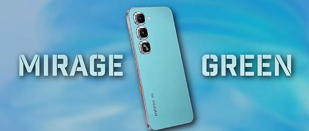Infinix Hot 70 Pro 5G mirage green back design